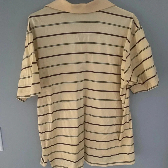 Peter Millar Double Mercerized Cotton Golf Polo Striped Shirt Medium Yellow - Picture 2 of 7
